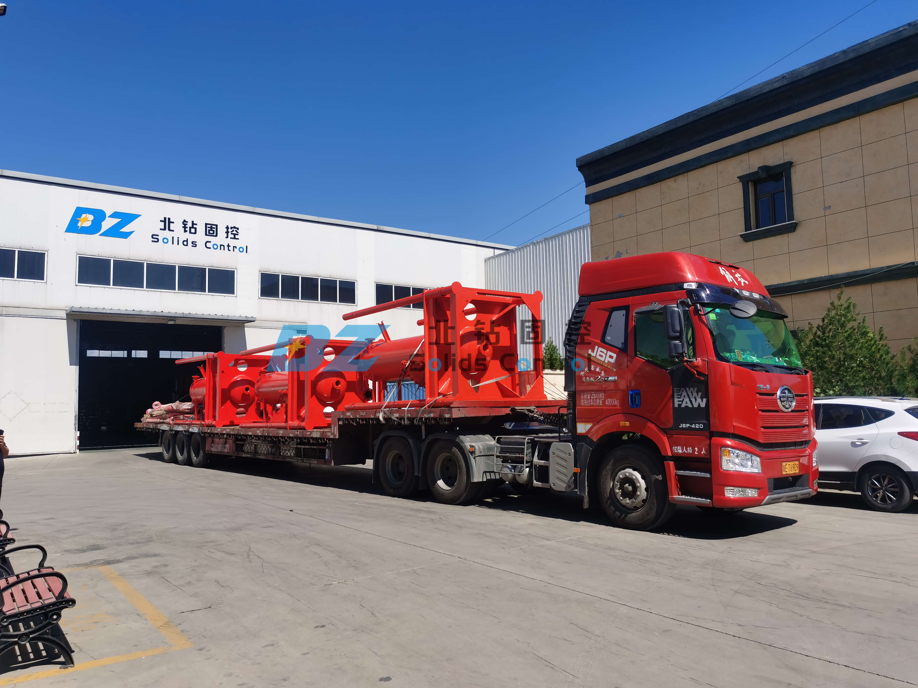 BZ solids control lifting mud gas separator delivered to Uzbekistan
